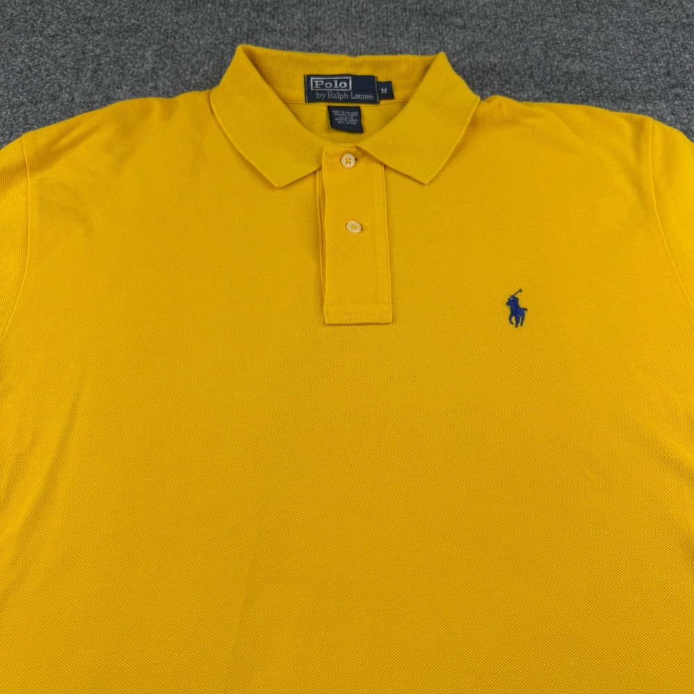 Polo Ralph Lauren Polo Shirt Men Medium Yellow Vintage 90s Short Sleeve USA Made